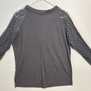 Gray Lace Sleeve Women's miholl Top